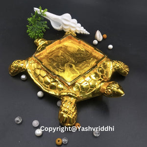 Panchdhatu 3 inch turtle (Kachua) With Gold Plating