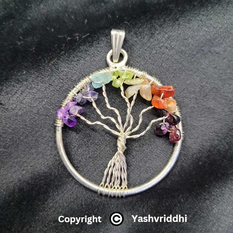 7 Chakra Tree Pendant | Multicolor Chakra Crystal Pendant for Jewellery, Meditation & Gifting | Yashvriddhi