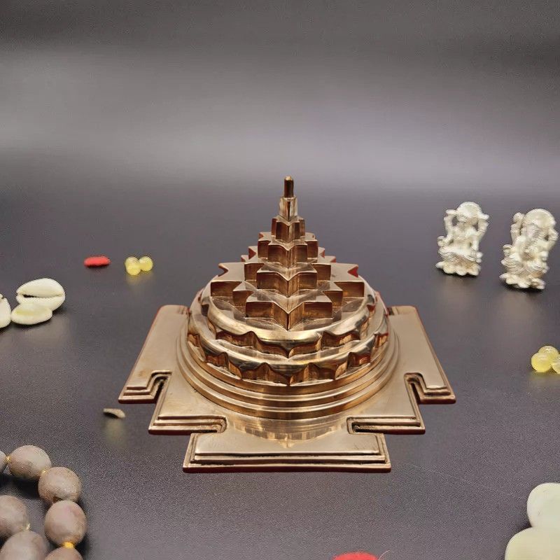 Copper Akhand Maha Meru Shree Yantra with Solid Base 5 Inch | Yashvriddhi