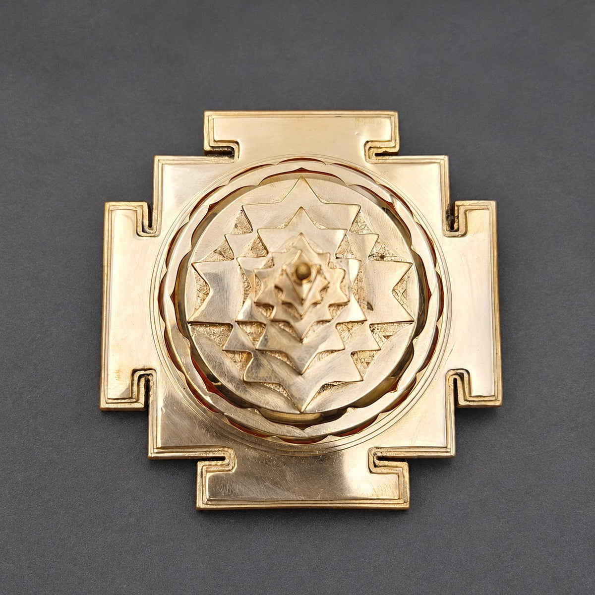 Copper Akhand Maha Meru Shree Yantra with Solid Base 5 Inch | Yashvriddhi Top View