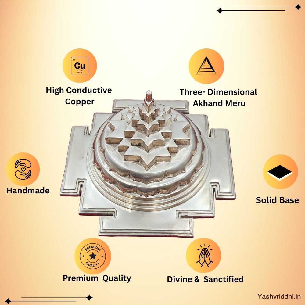 Copper Akhand Meru Shree Yantra with Hollow Base 5" | Premium Quality | Sacred Geometry for Wealth, Prosperity & Abundance | Yashvriddhi