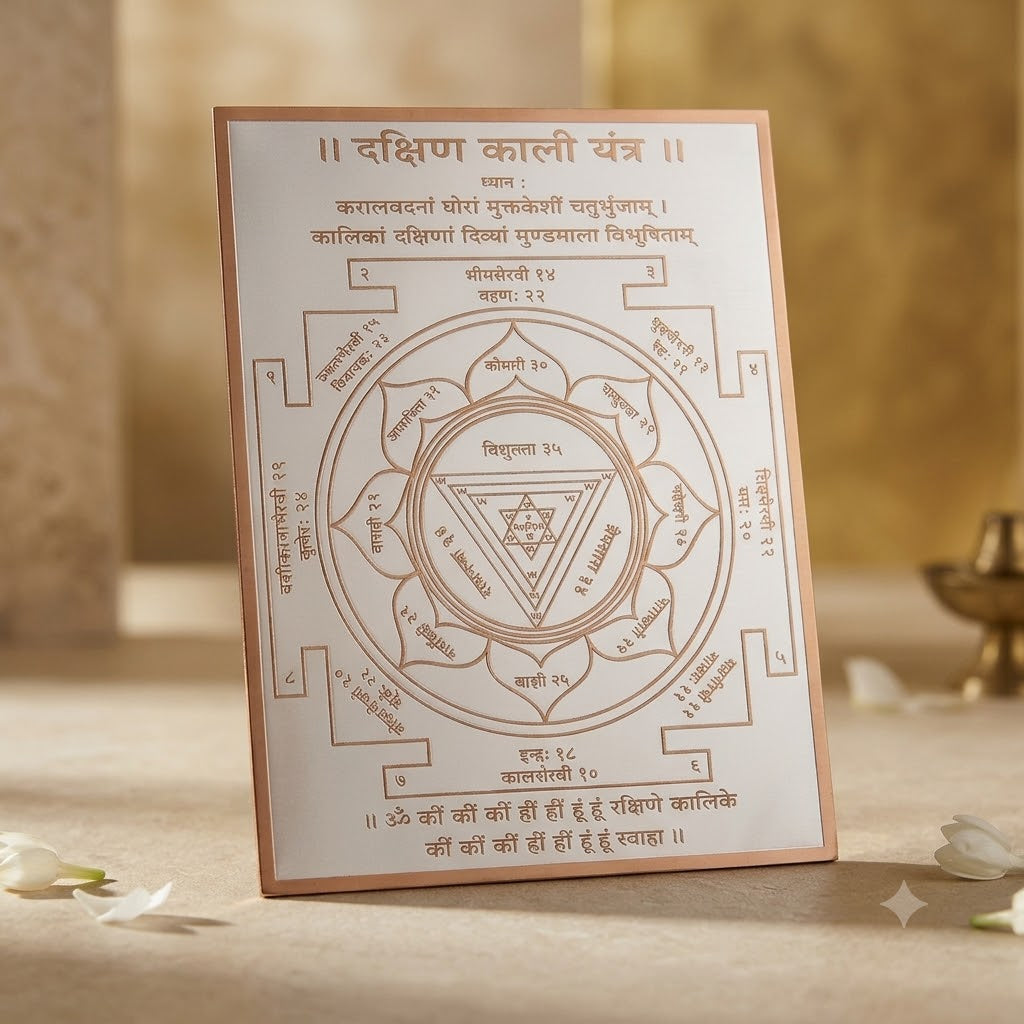 Copper & Silver Plate Dakshina Kali Yantra 10.25 × 7.75 Inch | Yashvriddhi