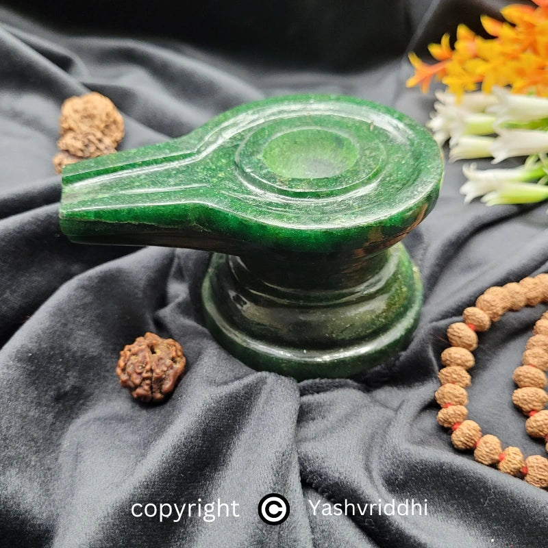 Green Jade Jalahari 2 × 4 Inches Approx. | Shivling Worship Accessory | Yashvriddhi