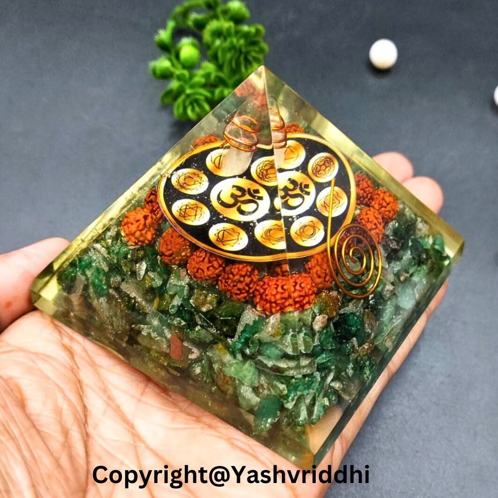 Green Jade Pyramid Crystal Hand View