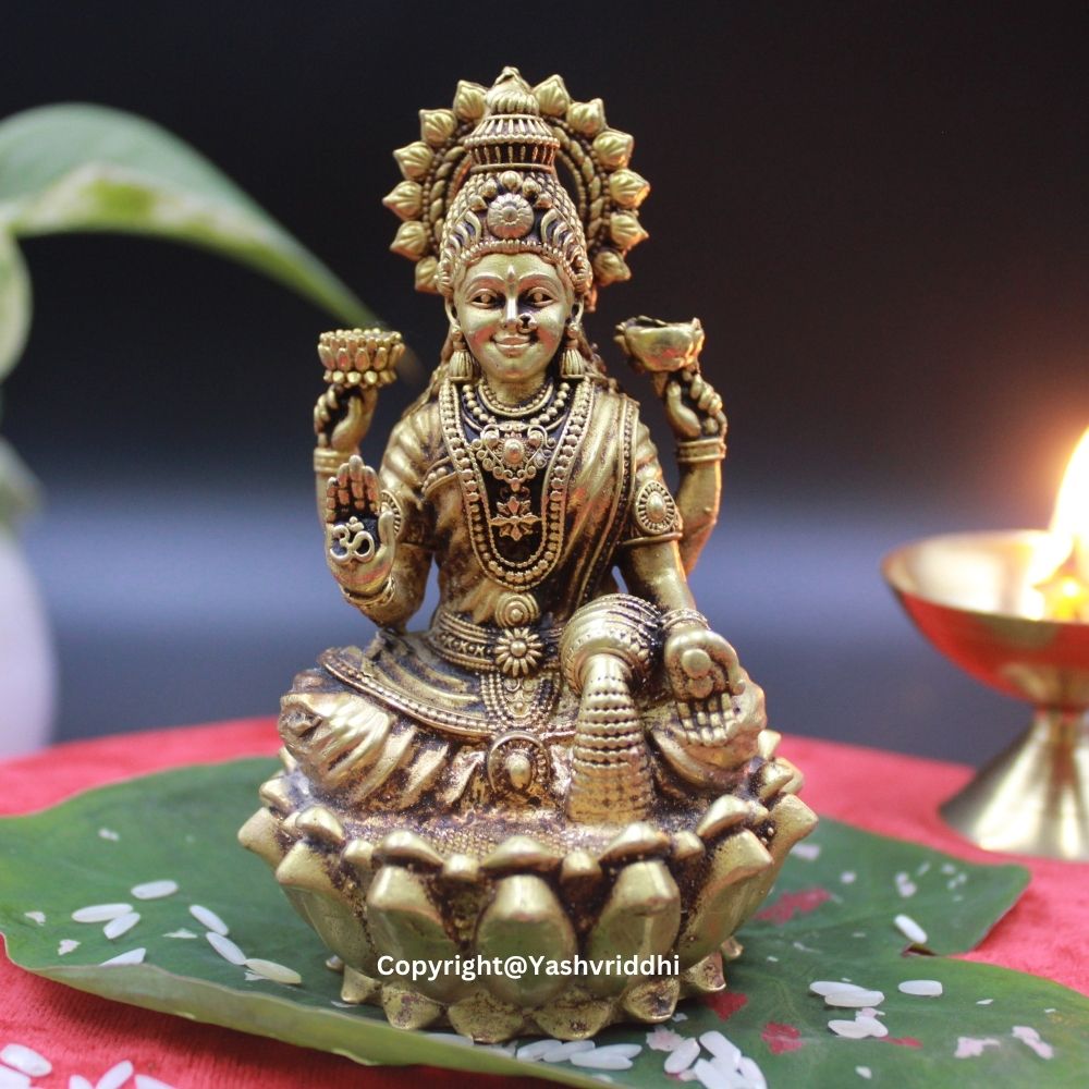 Laxmi Ganesh Wax Casting Idol | Traditional Hindu Deity Statue for Pooja & Décor | Yashvriddhi