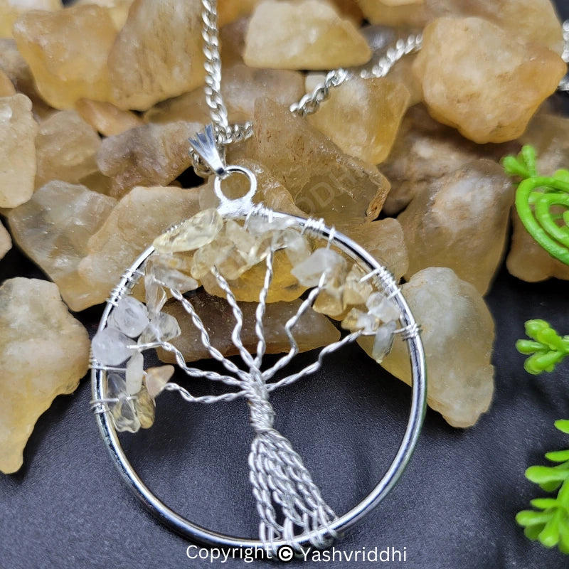 Natural Citrine Pendant Tree of Life | Crystal Stone Pendant for Jewellery & Gifting | Yashvriddhi