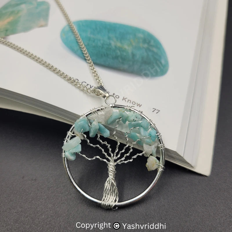 Natural Fluorite Pendant Tree of Life | Crystal Stone Pendant for Jewellery & Gifting | Yashvriddhi