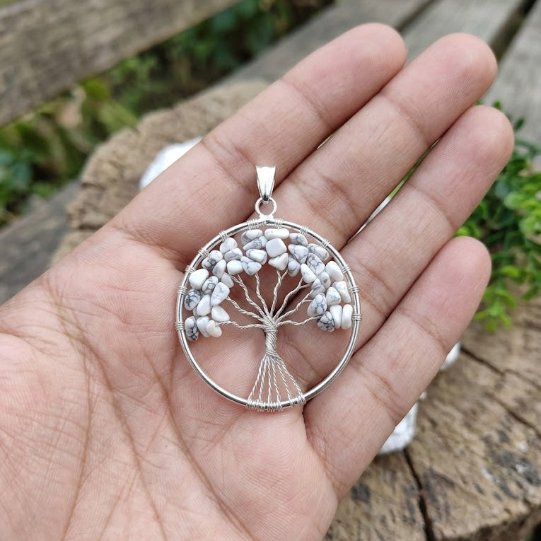 Natural Howlite Pendant Tree of Life 