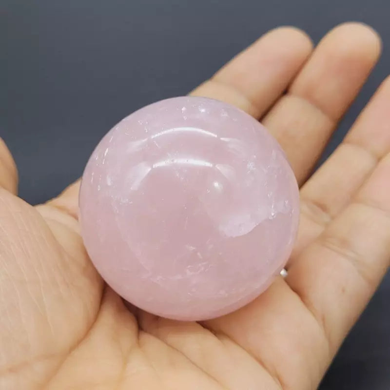 Natural Rose Quartz Crystal Ball | Pink Crystal Sphere for Home Decor, Meditation & Gifting | Yashvriddhi