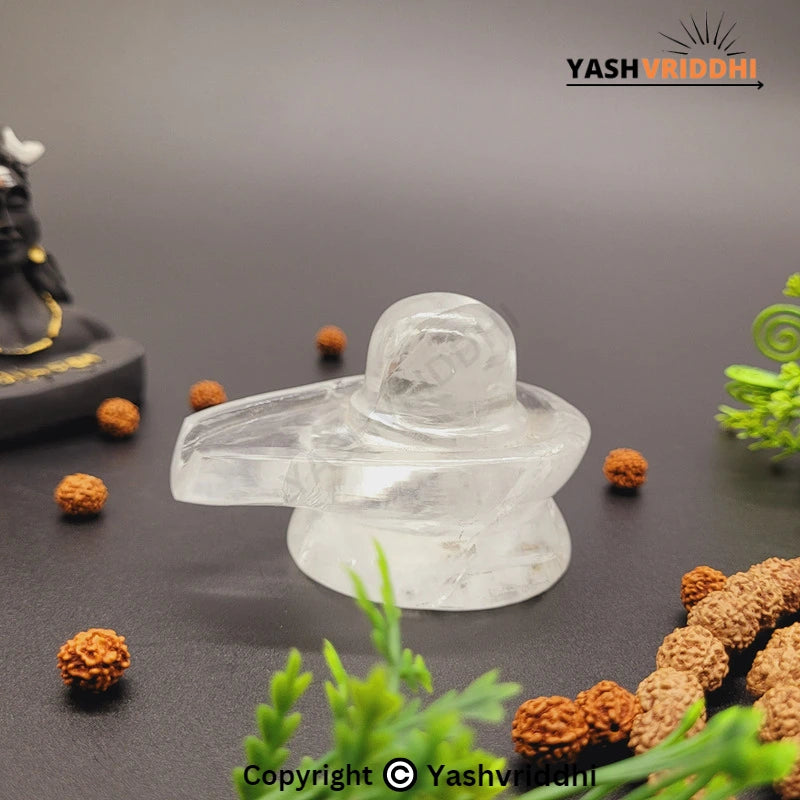Natural Sphatik Shivling 144.03 g | 2 Inch Approx Crystal Shivling for Pooja | Yashvriddhi