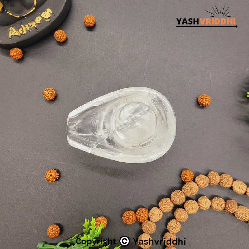 Natural Sphatik Shivling 144.03 g | 2 Inch Approx Crystal Shivling for Pooja | Yashvriddhi