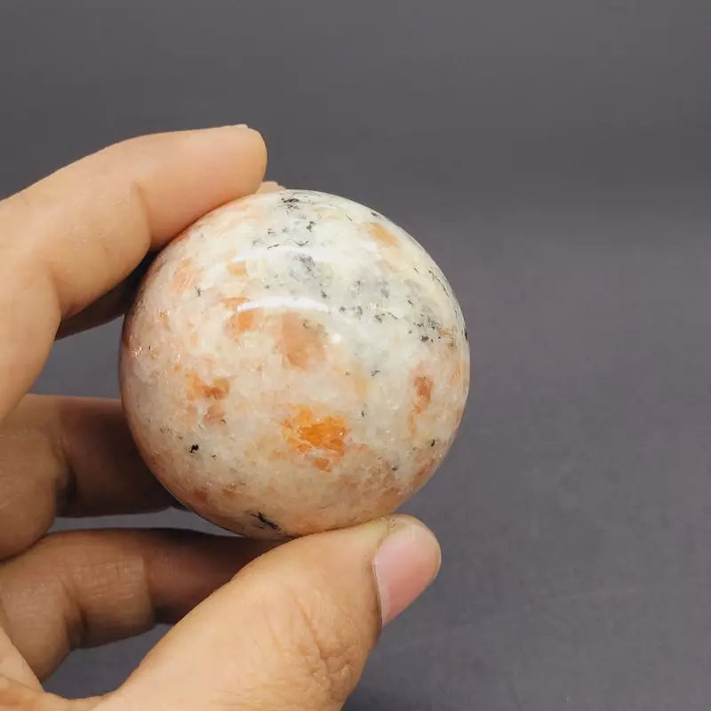Natural Sunstone Crystal Ball | Orange