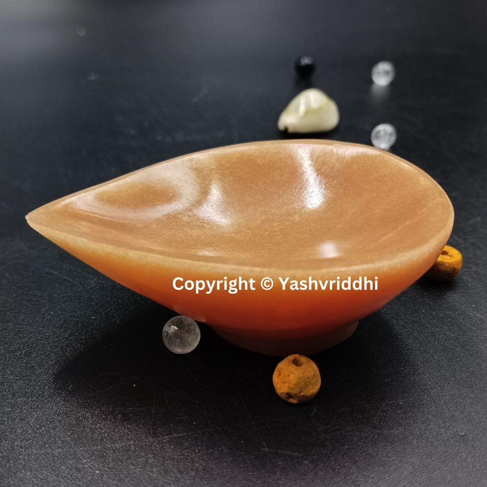 Orange Agate Crystal Diya for Diwali Pooja & Home Décor | Yashvriddhi