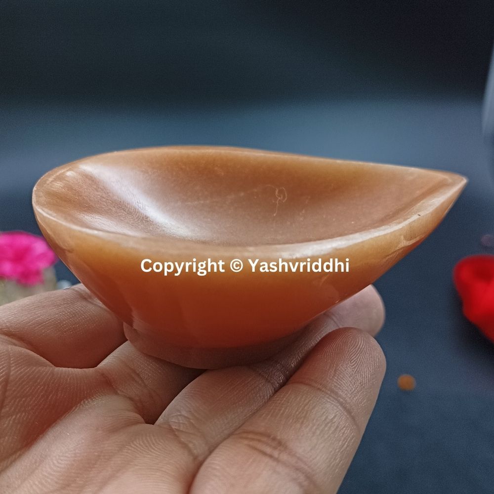 Orange Agate Crystal Diya for Diwali Pooja & Home Décor | Yashvriddhi