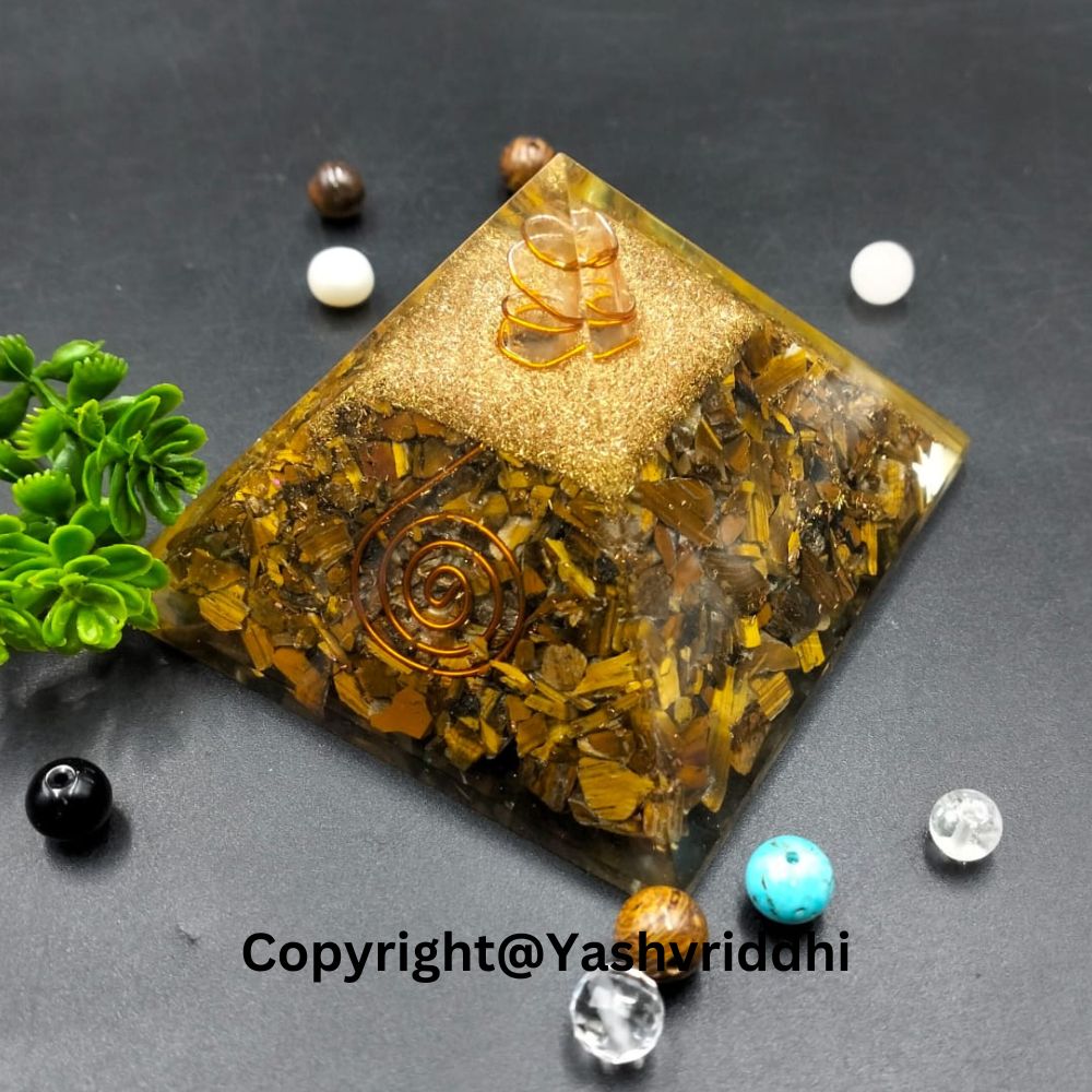Orgonite Pyramid in Tiger Eye Stone