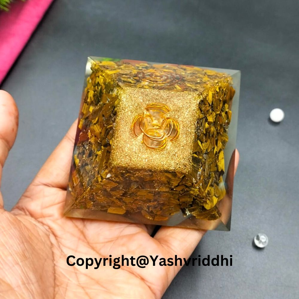 Orgonite Pyramid in Tiger Eye Stone