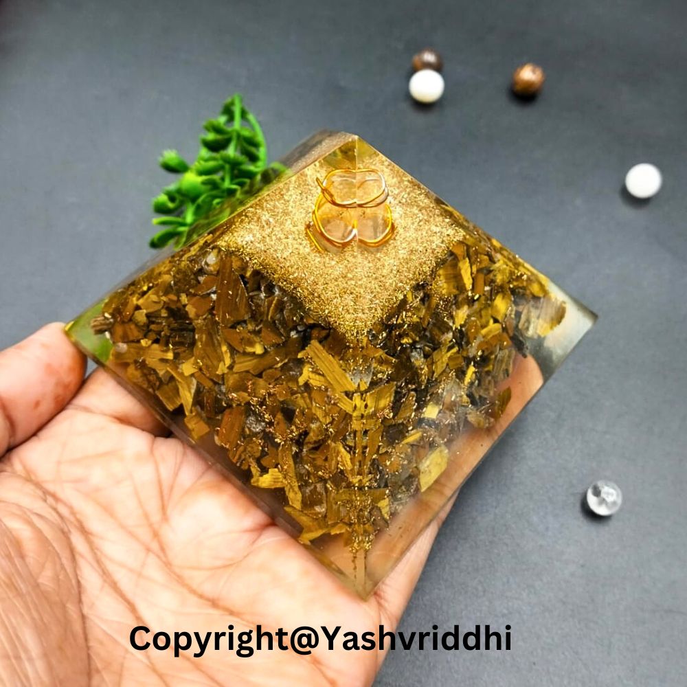 Orgonite Pyramid in Tiger Eye Stone