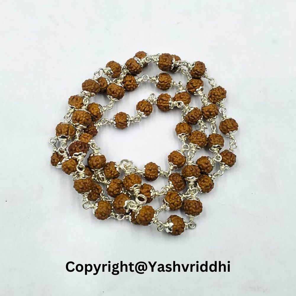 Original Rudraksha Silver Mala | Japa Mala for Meditation & Prayer | Men & Women
