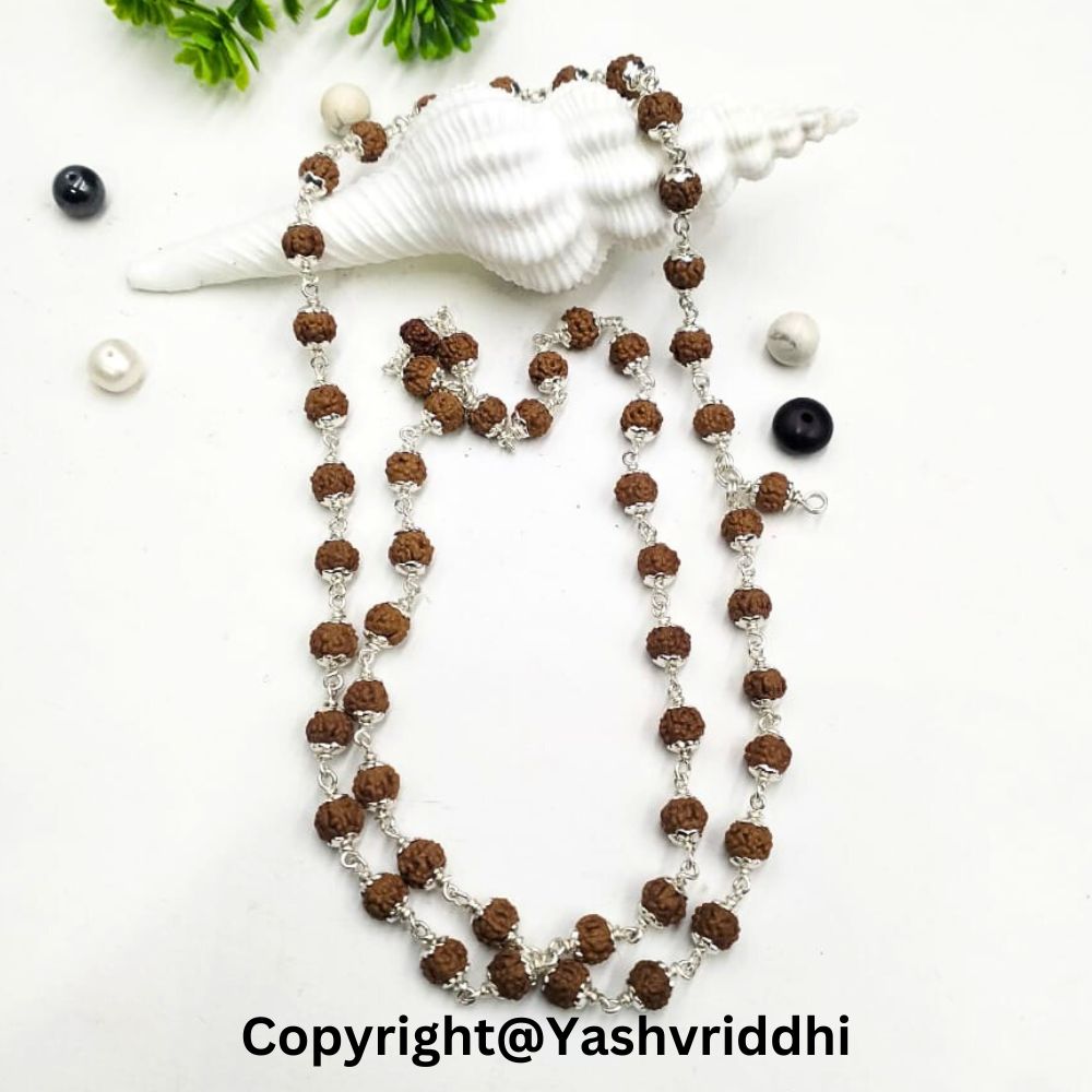 Original Rudraksha Silver Mala | Japa Mala for Meditation & Prayer | Men & Women
