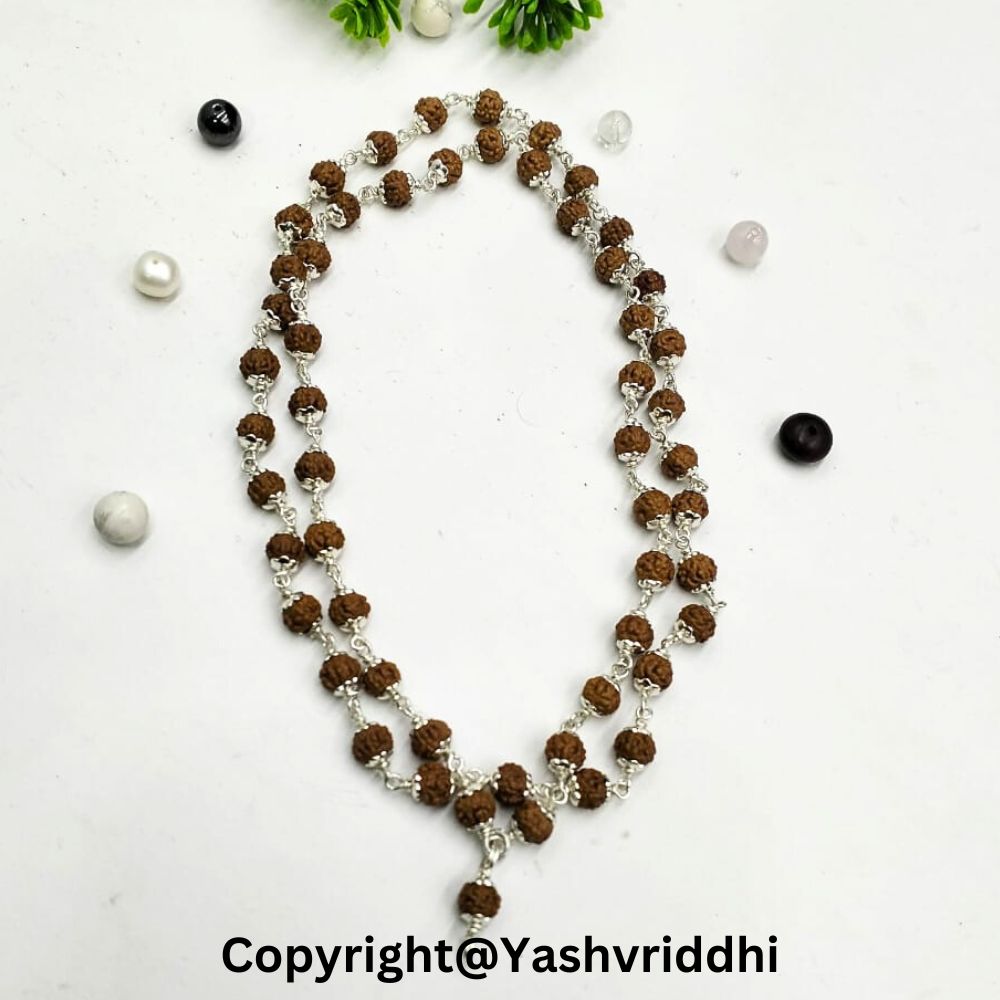 Original Rudraksha Silver Mala | Japa Mala for Meditation & Prayer | Men & Women