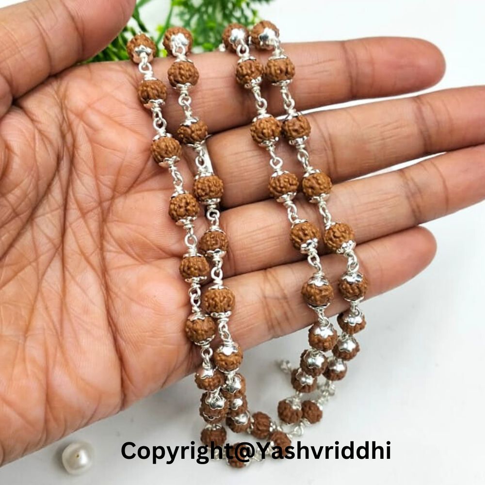 Original Rudraksha Silver Mala | Japa Mala for Meditation & Prayer | Men & Women