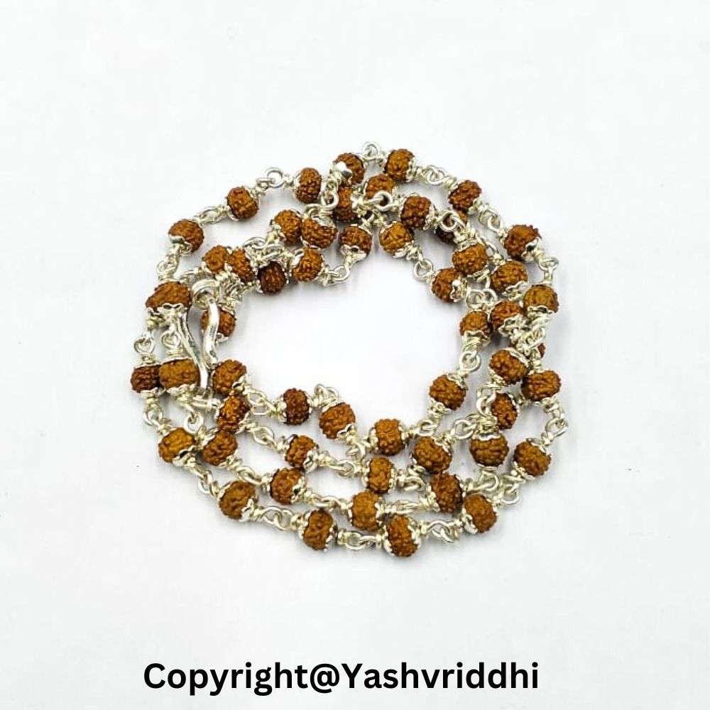 Premium Rudraksha Silver Mala | Japa Mala for Meditation & Prayer | Yashvriddhi