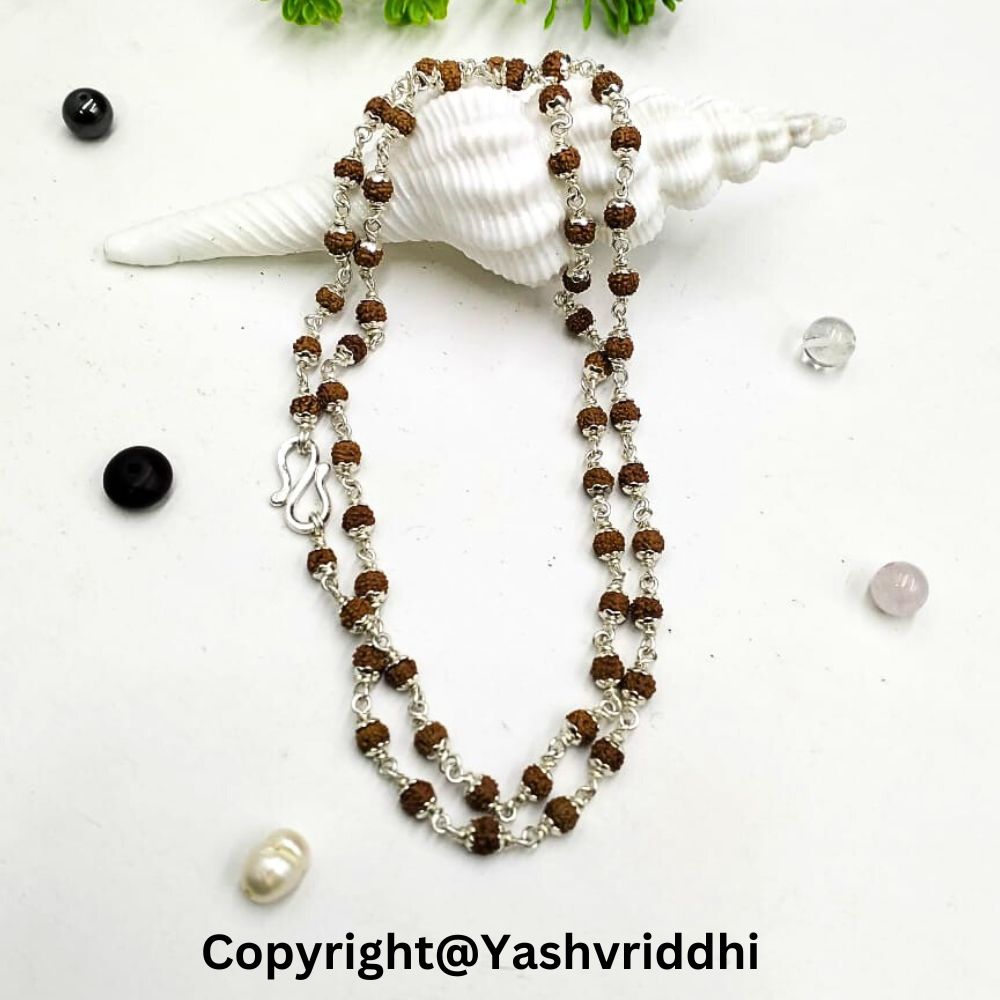 Premium Rudraksha Silver Mala | Japa Mala for Meditation & Prayer | Yashvriddhi
