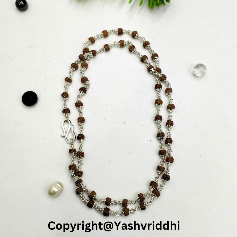 Premium Rudraksha Silver Mala | Japa Mala for Meditation & Prayer | Yashvriddhi