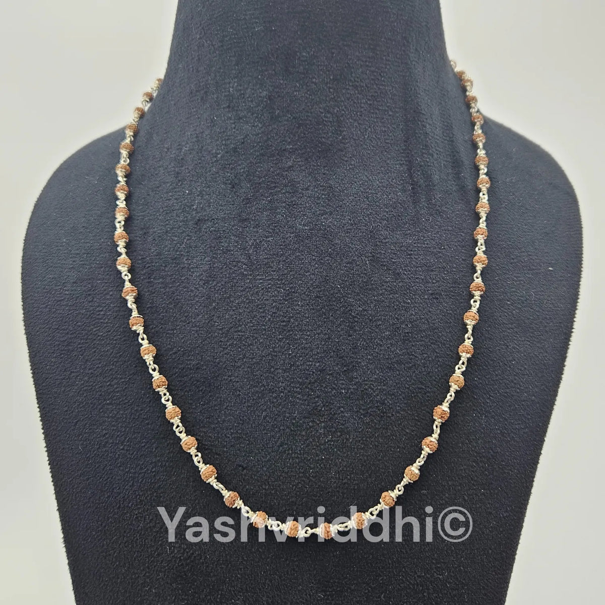Pure Silver 5 Mukhi Rudraksha Mala | Energized Rudraksha Rosary for Jap, Meditation & Prayer | Yashvriddhi