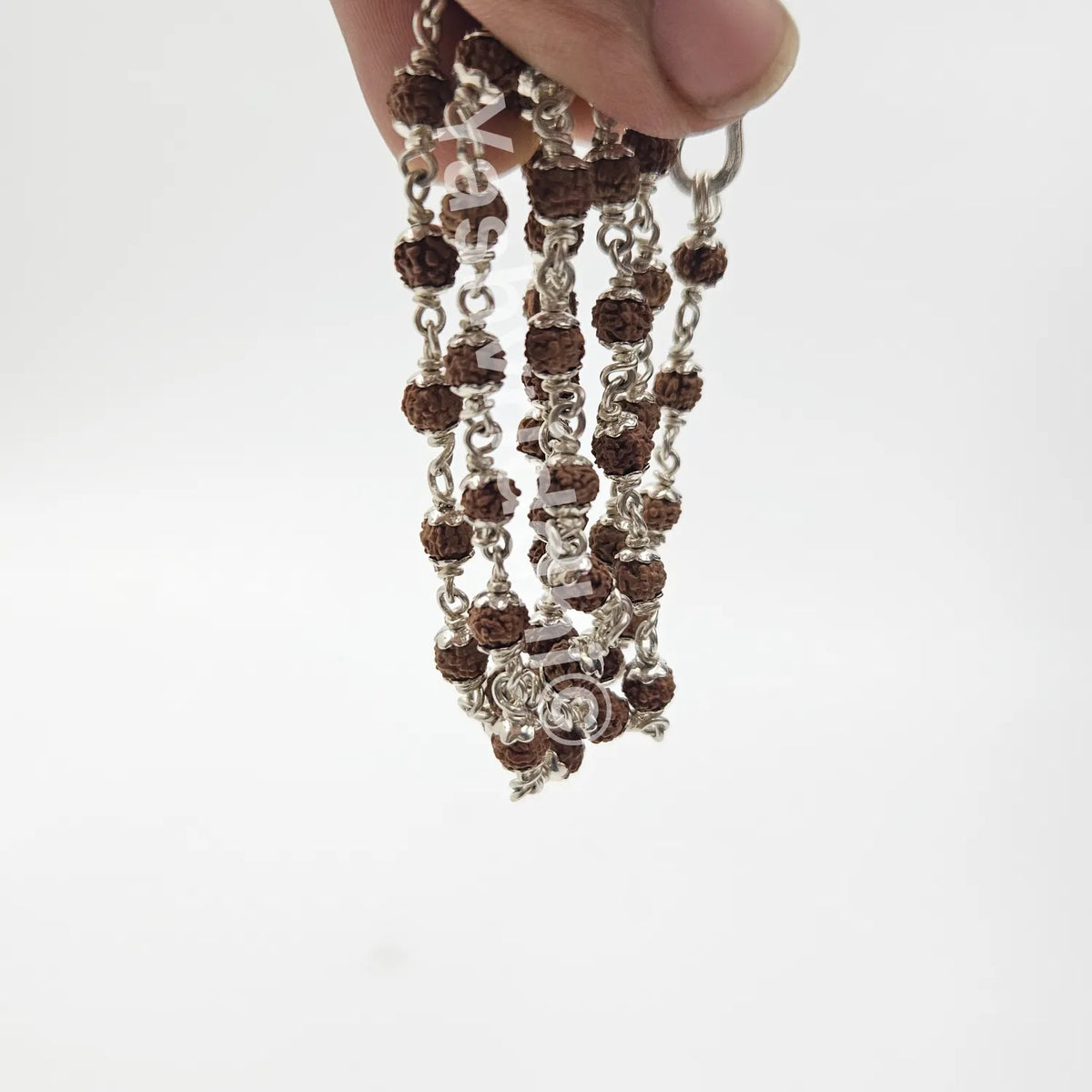 Pure Silver 5 Mukhi Rudraksha Mala | Energized Rudraksha Rosary for Jap, Meditation & Prayer | Yashvriddhi