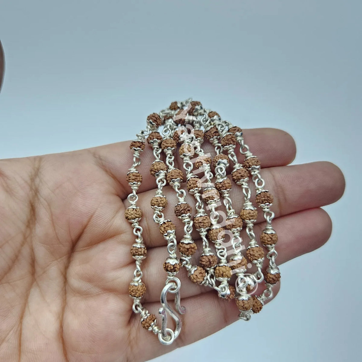 Pure Silver 5 Mukhi Rudraksha Mala 