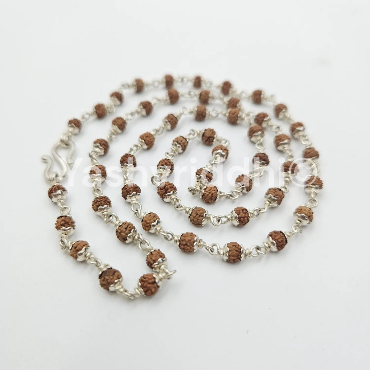 Pure Silver 5 Mukhi Rudraksha Mala 