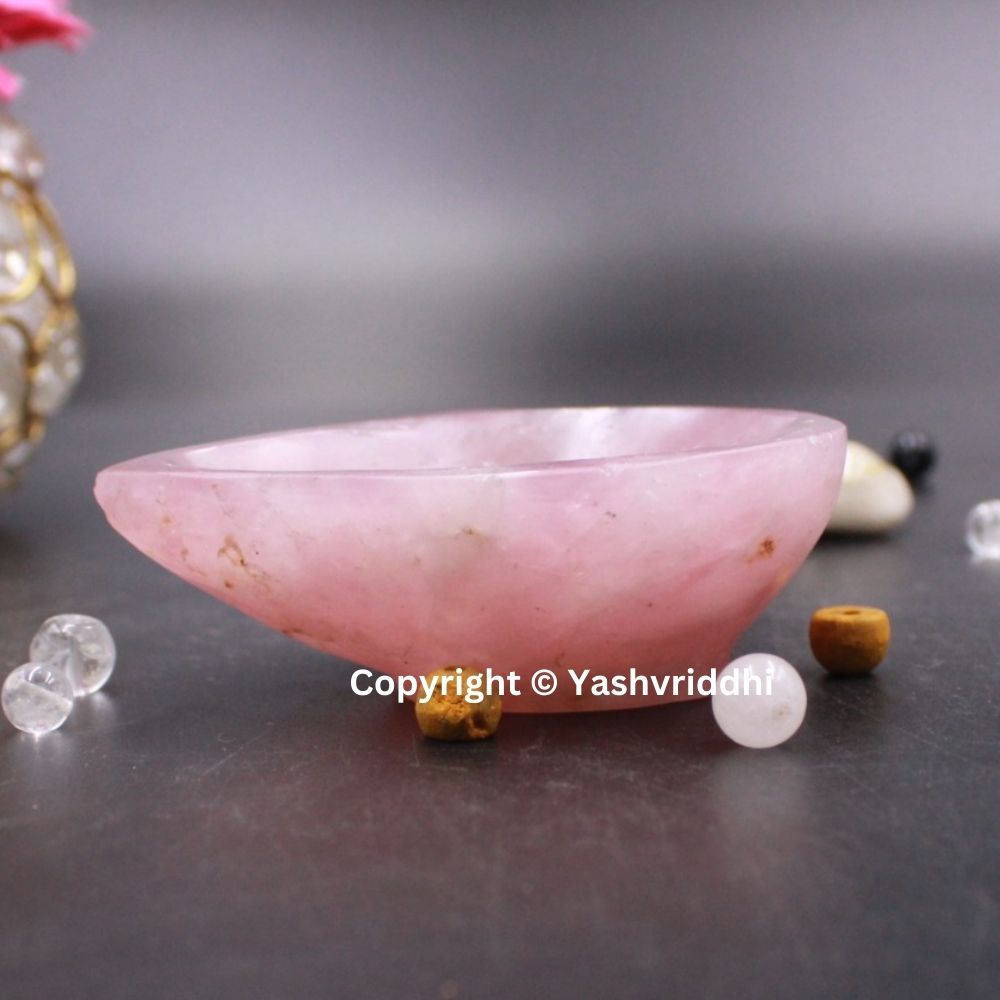 Rose Quartz Crystal Diya for Diwali Pooja & Home Décor | Yashvriddhi