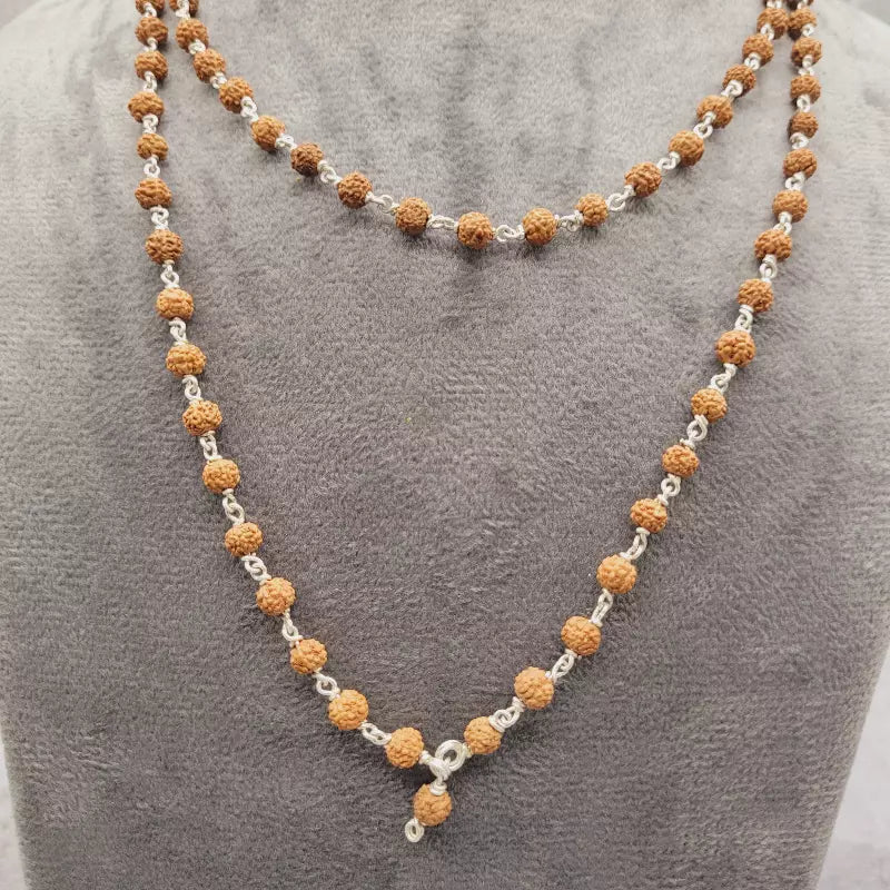 Rudraksha Mala in Silver | Small Bead Size | Silver-Cap Mala for Jap & Meditation | Yashvriddhi