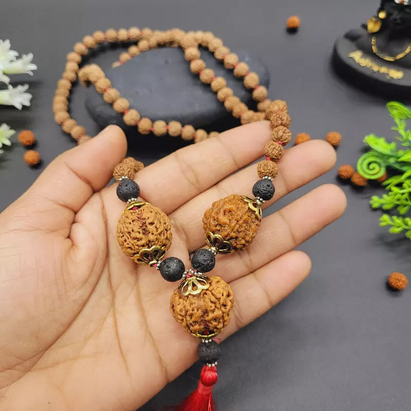 Savya Sachi Bandh | Traditional Rudraksha Neck Accessory for Pooja & Devotional Practice | Yashvriddhi