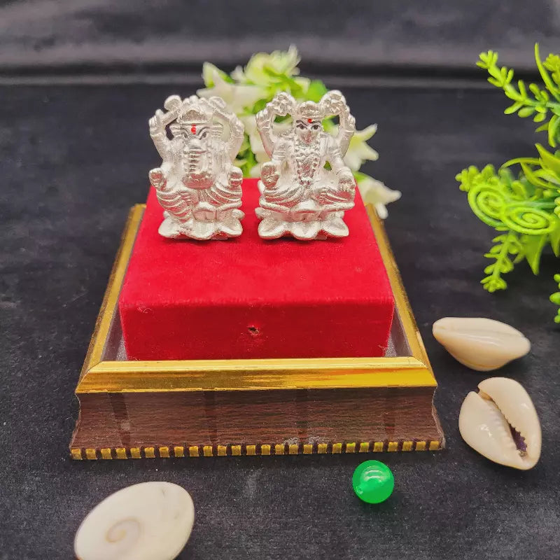 Silver Laxmi Ganesh Idol for Pooja & Home Décor | Yashvriddhi