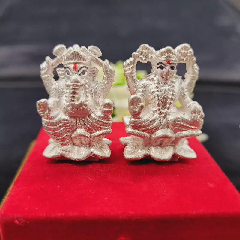 Silver Laxmi Ganesh Idol for Pooja & Home Décor | Yashvriddhi