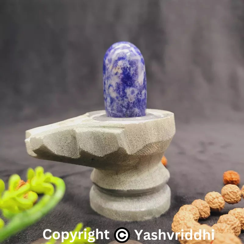 Sodalite Lingam | Natural Blue Sodalite Crystal Stone for Pooja, Meditation & Spiritual Décor | Yashvriddhi