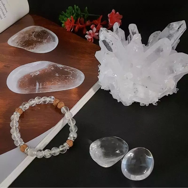 Sphatik Cluster Rough Stone | Natural Crystal Cluster for Home Decor & Meditation | Yashvriddhi