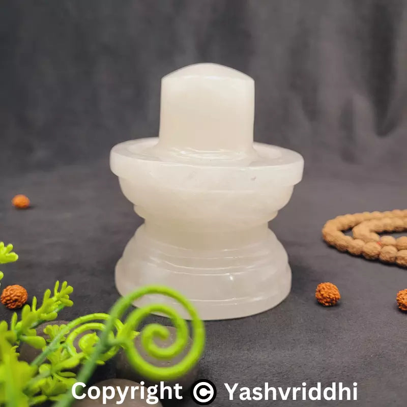 Sphatik Shivling 3.5 Inch Approx | Crystal Shiva Lingam for Pooja | Yashvriddhi