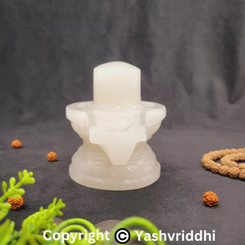 Sphatik Shivling 3.5 Inch Approx | Crystal Shiva Lingam for Pooja | Yashvriddhi