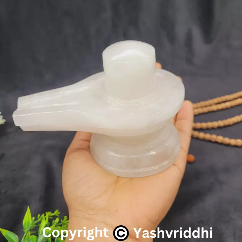 Sphatik Shivling 3.5 Inch Approx | Crystal Shiva Lingam for Pooja | Yashvriddhi