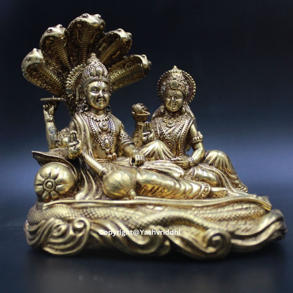 Vishnu Laxmi Statue – Traditional Wax Casting Hindu Deity Idol for Pooja & Décor | Yashvriddhi