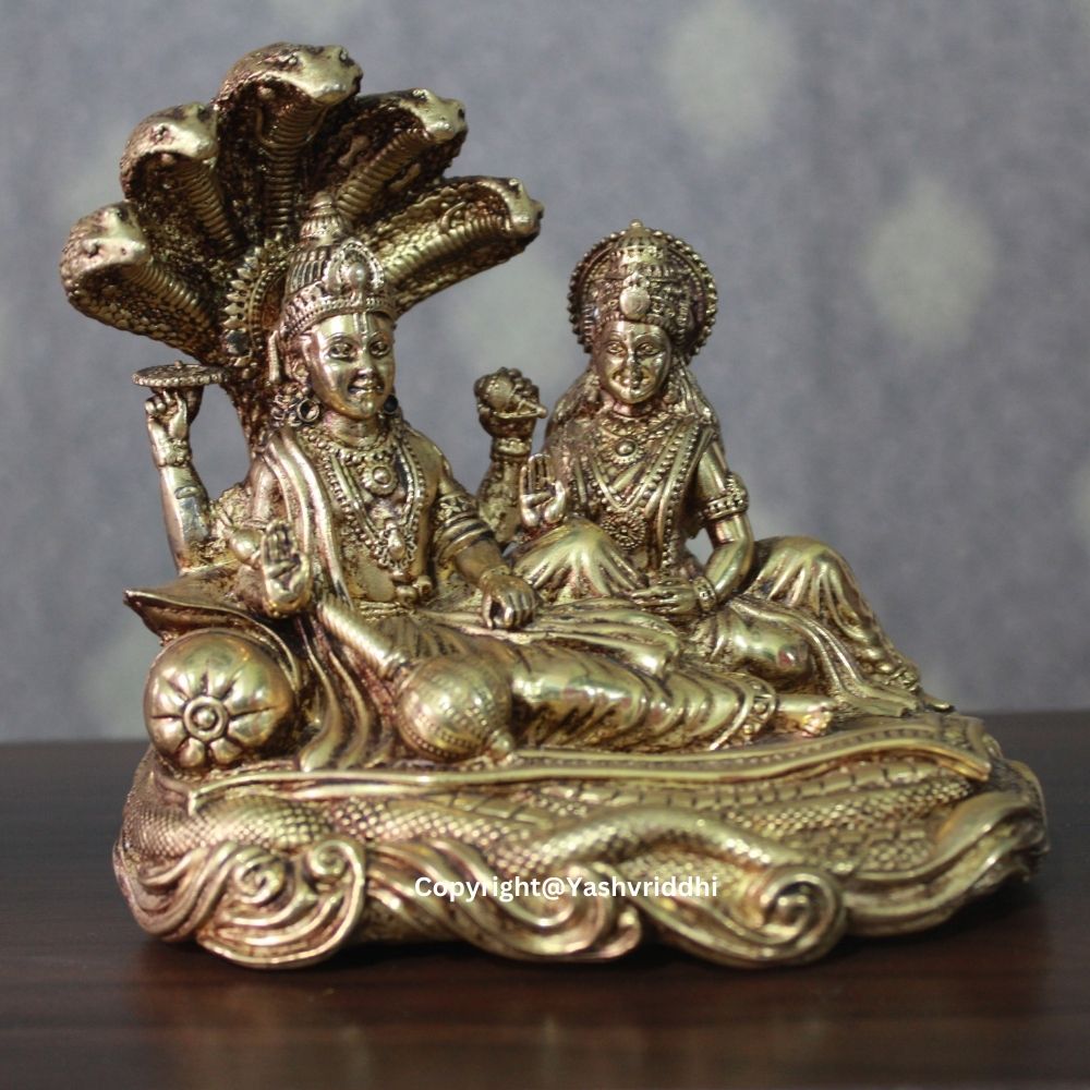 Vishnu Laxmi Statue – Traditional Wax Casting Hindu Deity Idol for Pooja & Décor | Yashvriddhi