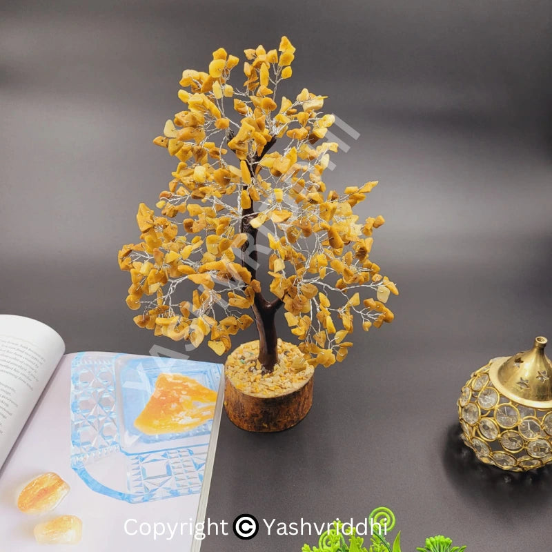 Yellow Aventurine Money Tree with 500 Beads | Yellow Crystal Bonsai Showpiece for Home Decor & Gifting | Yashvriddhi