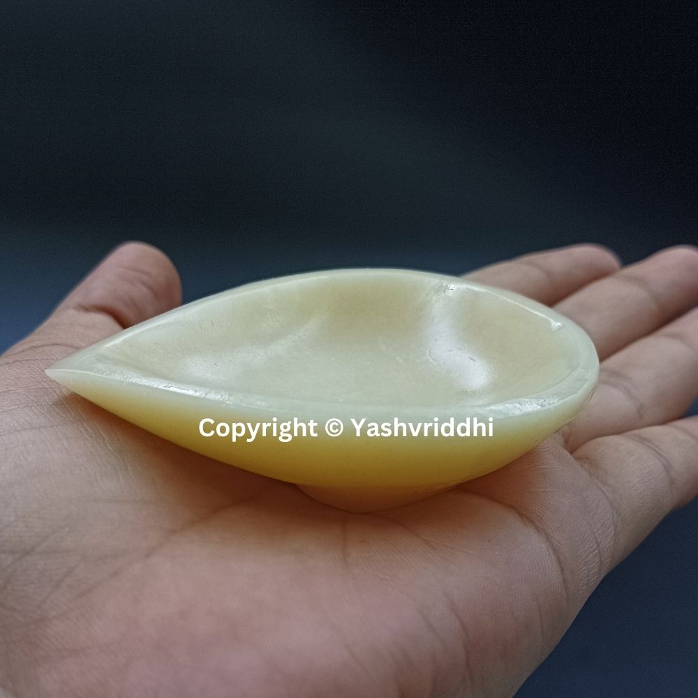 Yellow Calcite Crystal Diya for Diwali Pooja & Home Décor | Yashvriddhi