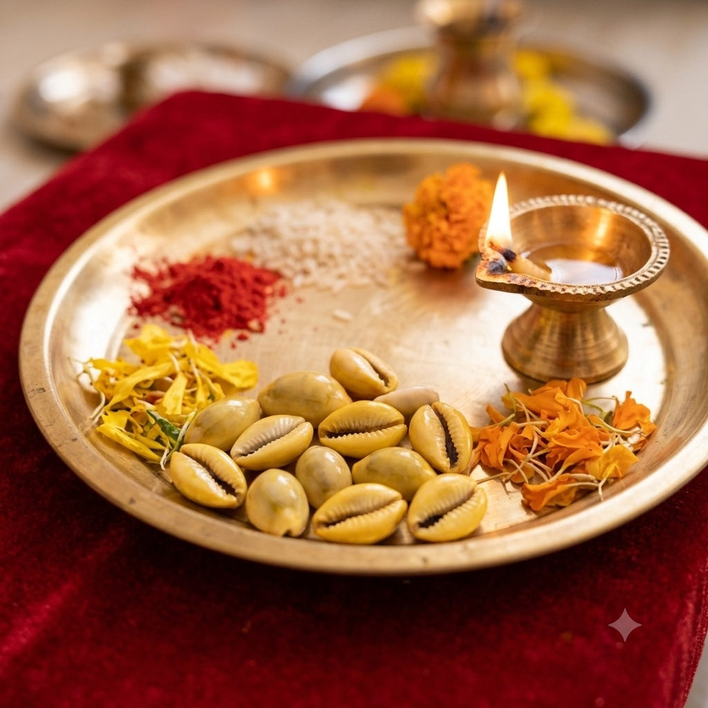 Yellow Kaudi (Pila Kaudi) for Pooja, Vastu & Traditional Rituals | Yashvriddhi