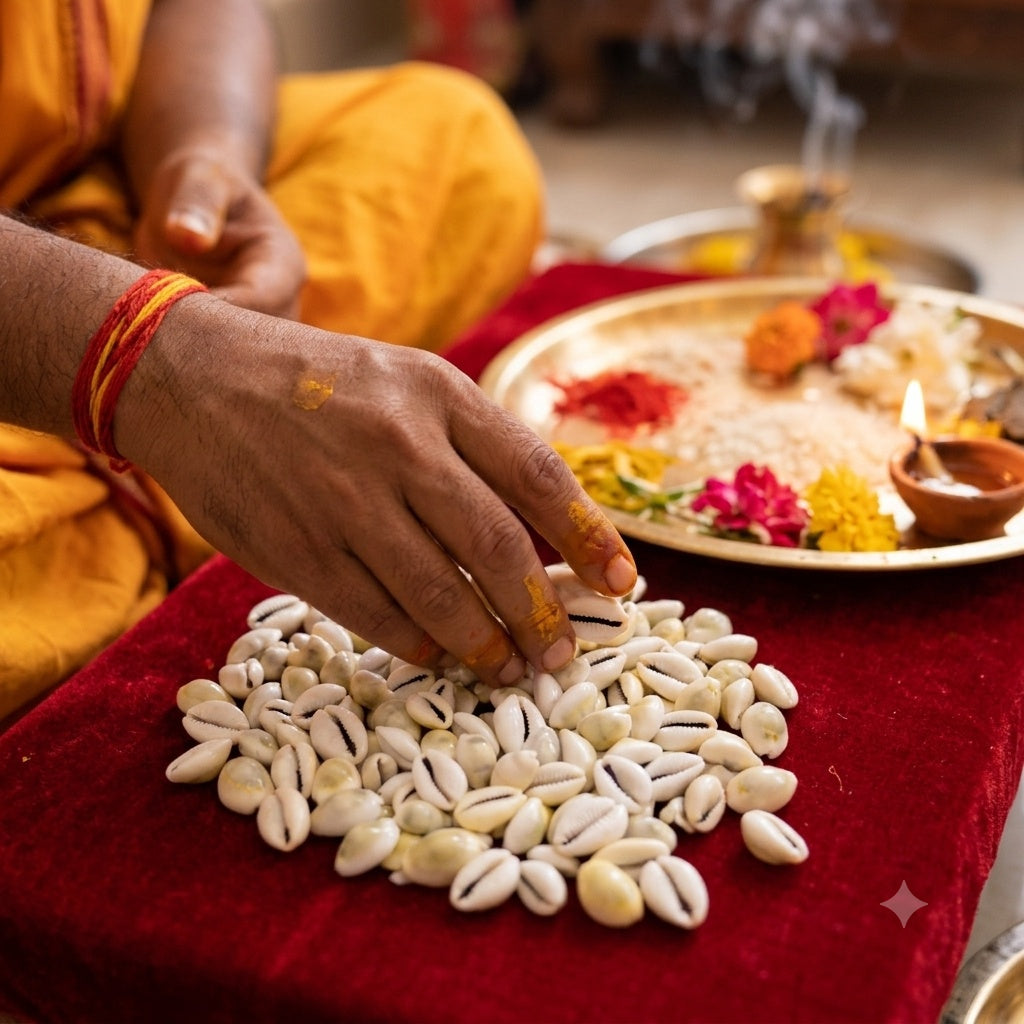 Yellow Kaudi (Pila Kaudi) for Pooja, Vastu & Traditional Rituals | Yashvriddhi