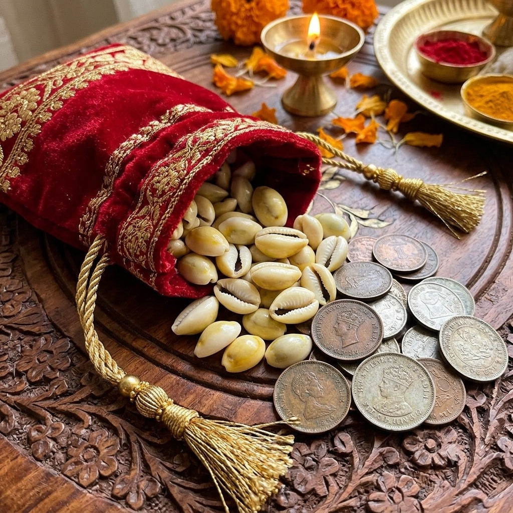 Yellow Kaudi (Pila Kaudi) for Pooja, Vastu & Traditional Rituals | Yashvriddhi